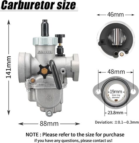 NIBBI Carburetor PE22mm with 48mm Air Filter,Fit 110cc 125cc 130cc Flange Motorcycle Engines for Dirt Bike Pit Bike ATV 4 Wheeler with Carb Jets in Saudi Arabia
