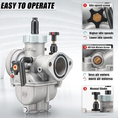 NIBBI Carburetor PE22mm with 48mm Air Filter,Fit 110cc 125cc 130cc Flange Motorcycle Engines for Dirt Bike Pit Bike ATV 4 Wheeler with Carb Jets in Saudi Arabia