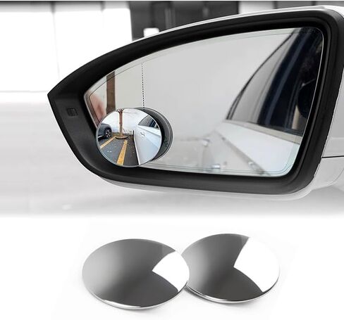 مرآة سيارة Blind Spot، 2 Pack-2 بوصة مرايا محدبة للرؤية الخلفية المستديرة، ملحقات خارجية للسيارات، زاوية واسعة، ملاءمة عالمية، زجاج حقيقي عالي الدقة، مرايا رؤية خلفية محدبة زجاجية بدون إطار in Kuwait