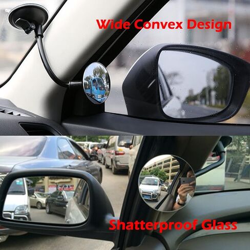 Stick On Car Baby Mirror, Ampper Adjustabe HD Glass Convex Wide Angle Interior Rearview Baby Rear Facing Mirror (Framed Rectangle, Small, 3.3" X 2.5") in Saudi Arabia