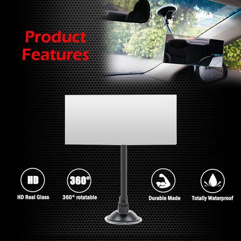Stick On Car Baby Mirror, Ampper Adjustabe HD Glass Convex Wide Angle Interior Rearview Baby Rear Facing Mirror (Framed Rectangle, Small, 3.3" X 2.5") in Saudi Arabia