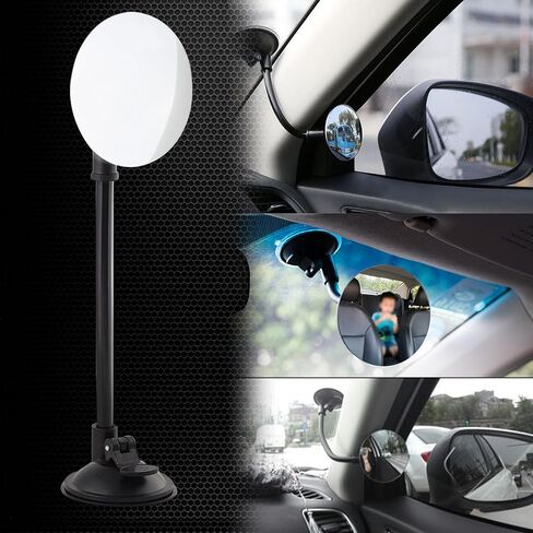 Stick On Car Baby Mirror, Ampper Adjustabe HD Glass Convex Wide Angle Interior Rearview Baby Rear Facing Mirror (Framed Rectangle, Small, 3.3" X 2.5") in Saudi Arabia