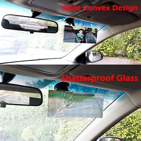 Stick On Car Baby Mirror, Ampper Adjustabe HD Glass Convex Wide Angle Interior Rearview Baby Rear Facing Mirror (Framed Rectangle, Small, 3.3" X 2.5") in Saudi Arabia
