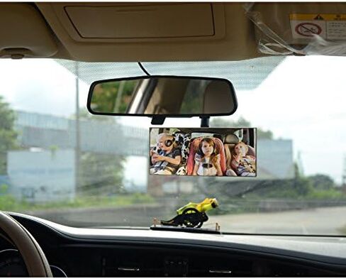 Stick On Car Baby Mirror, Ampper Adjustabe HD Glass Convex Wide Angle Interior Rearview Baby Rear Facing Mirror (Framed Rectangle, Small, 3.3" X 2.5") in Saudi Arabia