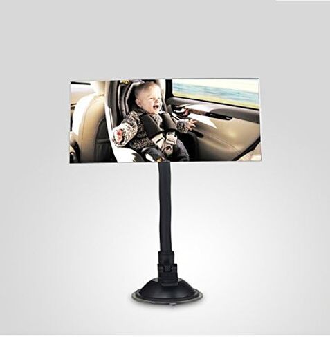 Stick On Car Baby Mirror, Ampper Adjustabe HD Glass Convex Wide Angle Interior Rearview Baby Rear Facing Mirror (Framed Rectangle, Small, 3.3" X 2.5") in Saudi Arabia