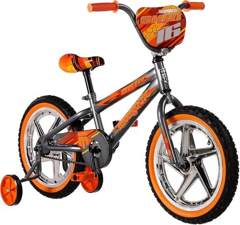 دراجة Mongoose Skid للأولاد حرة BMX مع عجلات تدريب، عجلات 16 بوصة، رمادية in Kuwait