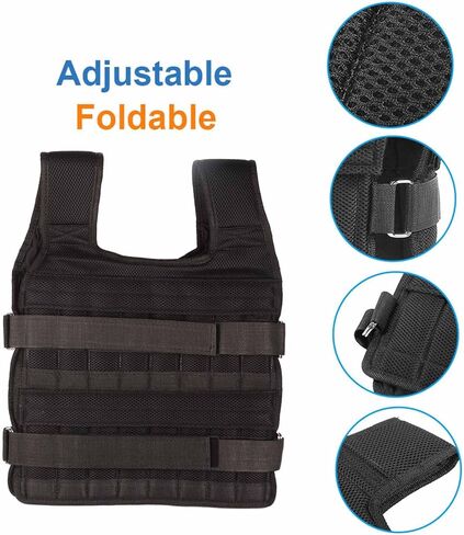 Breathable Weighted Vest, 15kg Breathable Mesh Training Jacket Body Weight Vest Strength Training Fitness Vest in Kuwait