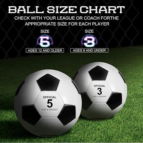 HyDren 12 Packs Soccer Ball with Pump Official Size Soccer Ball for Indoor Outside Game Training Practice Back to School Sport Gift for Kids Teens Adults(Black, White, Size 4) in Saudi Arabia