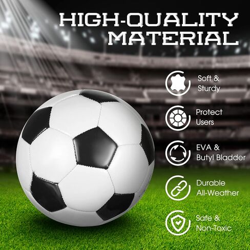 HyDren 12 Packs Soccer Ball with Pump Official Size Soccer Ball for Indoor Outside Game Training Practice Back to School Sport Gift for Kids Teens Adults(Black, White, Size 4) in Saudi Arabia