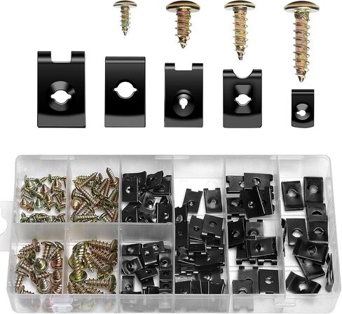 170Pcs Automotive Screws and Clips Assortment Kit,9 Size U Clips with Screws foror Dash Door Panel Interior SAE in Saudi Arabia