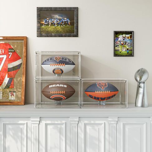 حافظة عرض كرة القدم بالحجم الكامل، 3 عبوات حافظة عرض لكرة القدم مع باب مغناطيسي وحماية من الأشعة فوق البنفسجية، صندوق عرض لكرة القدم قابل للتكديس، حافظة عرض تذكارية مع حامل عرض قابل للإزالة in Kuwait