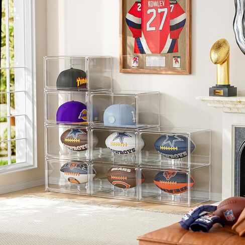 حافظة عرض كرة القدم بالحجم الكامل، 3 عبوات حافظة عرض لكرة القدم مع باب مغناطيسي وحماية من الأشعة فوق البنفسجية، صندوق عرض لكرة القدم قابل للتكديس، حافظة عرض تذكارية مع حامل عرض قابل للإزالة in Kuwait