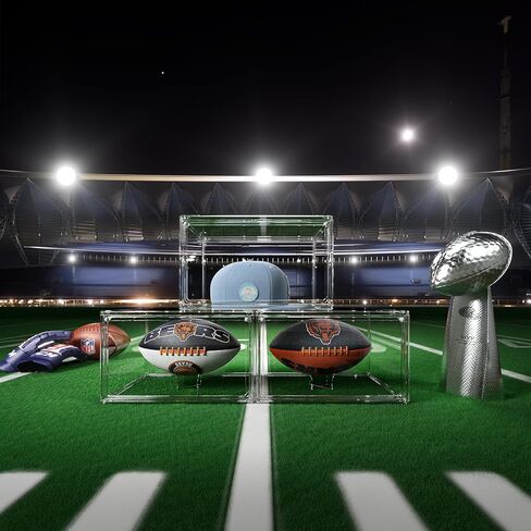 حافظة عرض كرة القدم بالحجم الكامل، 3 عبوات حافظة عرض لكرة القدم مع باب مغناطيسي وحماية من الأشعة فوق البنفسجية، صندوق عرض لكرة القدم قابل للتكديس، حافظة عرض تذكارية مع حامل عرض قابل للإزالة in Kuwait