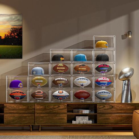 حافظة عرض كرة القدم بالحجم الكامل، 3 عبوات حافظة عرض لكرة القدم مع باب مغناطيسي وحماية من الأشعة فوق البنفسجية، صندوق عرض لكرة القدم قابل للتكديس، حافظة عرض تذكارية مع حامل عرض قابل للإزالة in Kuwait