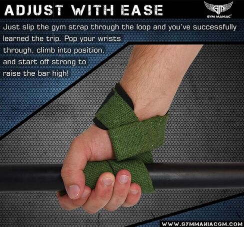 Gym Maniac GM Wrist Straps for Weight Lifting - Gym Accessories for Men and Women - Workout Equipment for Better Exercise Support - Adjustable Grip in Saudi Arabia