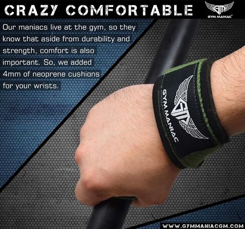 Gym Maniac GM Wrist Straps for Weight Lifting - Gym Accessories for Men and Women - Workout Equipment for Better Exercise Support - Adjustable Grip in Saudi Arabia