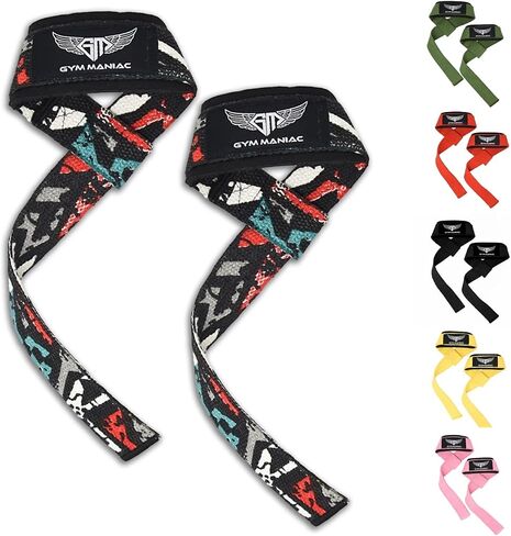 Gym Maniac GM Wrist Straps for Weight Lifting - Gym Accessories for Men and Women - Workout Equipment for Better Exercise Support - Adjustable Grip in Saudi Arabia