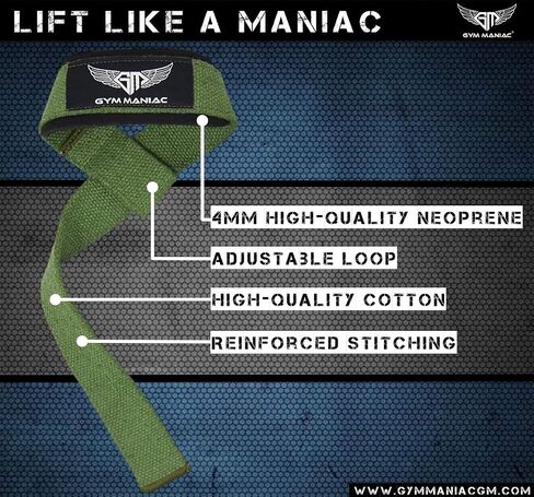 Gym Maniac GM Wrist Straps for Weight Lifting - Gym Accessories for Men and Women - Workout Equipment for Better Exercise Support - Adjustable Grip in Saudi Arabia