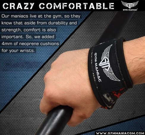 Gym Maniac GM Wrist Straps for Weight Lifting - Gym Accessories for Men and Women - Workout Equipment for Better Exercise Support - Adjustable Grip in Saudi Arabia