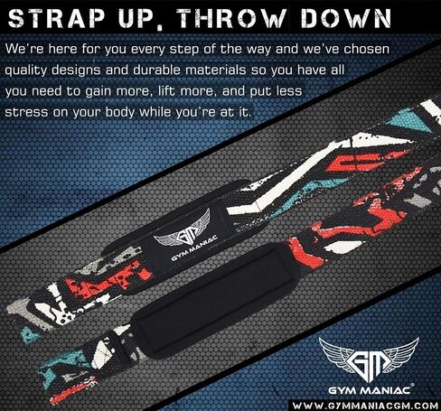 Gym Maniac GM Wrist Straps for Weight Lifting - Gym Accessories for Men and Women - Workout Equipment for Better Exercise Support - Adjustable Grip in Saudi Arabia