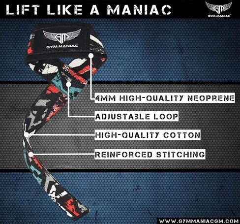 Gym Maniac GM Wrist Straps for Weight Lifting - Gym Accessories for Men and Women - Workout Equipment for Better Exercise Support - Adjustable Grip in Saudi Arabia
