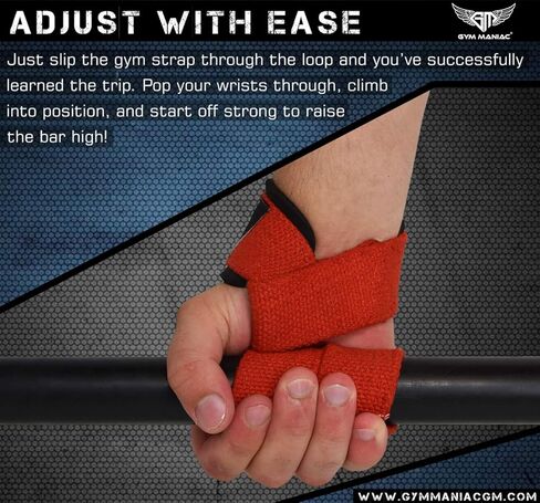 أشرطة معصم جيم مانياك جي إم لرفع الأثقال - ملحقات الصالة الرياضية للرجال والنساء - معدات تمرين لدعم أفضل للتمرين - قبضة قابلة للتعديل in Kuwait