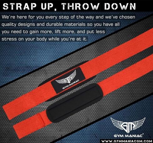 أشرطة معصم جيم مانياك جي إم لرفع الأثقال - ملحقات الصالة الرياضية للرجال والنساء - معدات تمرين لدعم أفضل للتمرين - قبضة قابلة للتعديل in Kuwait