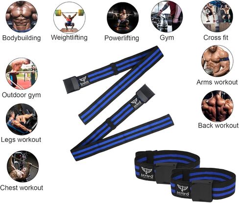 Jayefo Sports Muscle Blaster أربطة تقييد تدفق الدم، أشرطة انسداد العضلة ذات الرأسين، بناء العضلات، رفع الأثقال، رفع الأثقال، اللياقة البدنية، التدريب على صالة الألعاب الرياضية، 4 عبوات | زوجان للذراعين والساقين in Kuwait