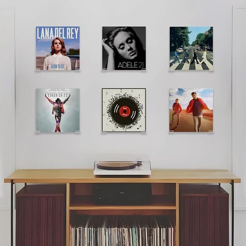 حامل جداري من الفينيل من BiJun، 6 عبوات من الفينيل لعرض الرف على الحائط وحامل ألبوم مثبت على الحائط لسجلات الفينيل من 7 إلى 12 بوصة LPs، أكريليك شفاف in Kuwait