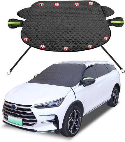 Car Windshield Cover for Ice and Snow, Winter Magnetic Windshield Snow Cover Anti-Theft Thicken Frost Guard Waterproof Car Snow Cover with Side Mirrors for Most SUVs Trucks (76.7'' x 59.2'') in Saudi Arabia