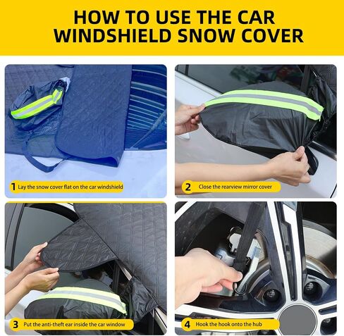 Car Windshield Cover for Ice and Snow, Winter Magnetic Windshield Snow Cover Anti-Theft Thicken Frost Guard Waterproof Car Snow Cover with Side Mirrors for Most SUVs Trucks (76.7'' x 59.2'') in Saudi Arabia