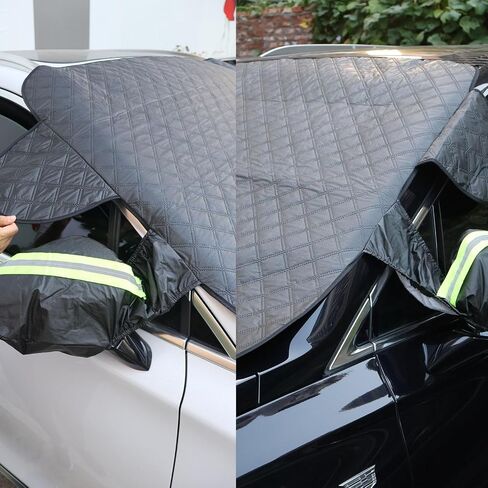 Car Windshield Cover for Ice and Snow, Winter Magnetic Windshield Snow Cover Anti-Theft Thicken Frost Guard Waterproof Car Snow Cover with Side Mirrors for Most SUVs Trucks (76.7'' x 59.2'') in Saudi Arabia