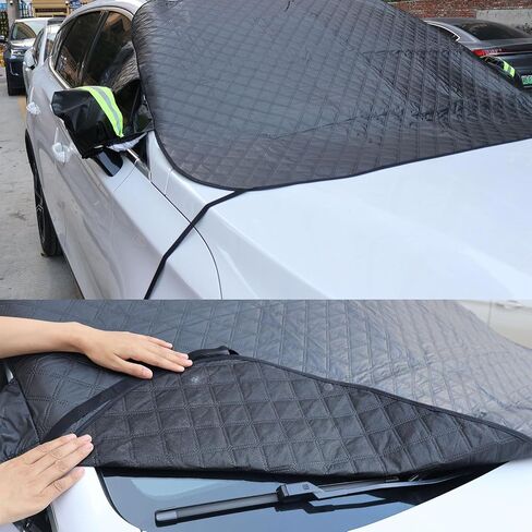 Car Windshield Cover for Ice and Snow, Winter Magnetic Windshield Snow Cover Anti-Theft Thicken Frost Guard Waterproof Car Snow Cover with Side Mirrors for Most SUVs Trucks (76.7'' x 59.2'') in Saudi Arabia