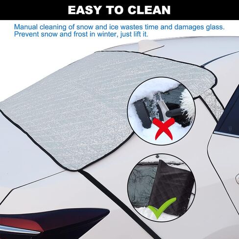 HOMEYA Car Windshield Snow Cover, Magnetic Windshield Cover for Snow Ice Frost Guard with 3 Layers Waterproof Protection & 5 Powerful Magnets & 2 Side Mirror Covers & 2 Hooks for Cars Trucks Vans SUVs in Saudi Arabia