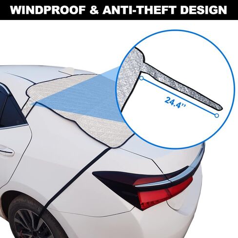HOMEYA Car Windshield Snow Cover, Magnetic Windshield Cover for Snow Ice Frost Guard with 3 Layers Waterproof Protection & 5 Powerful Magnets & 2 Side Mirror Covers & 2 Hooks for Cars Trucks Vans SUVs in Saudi Arabia