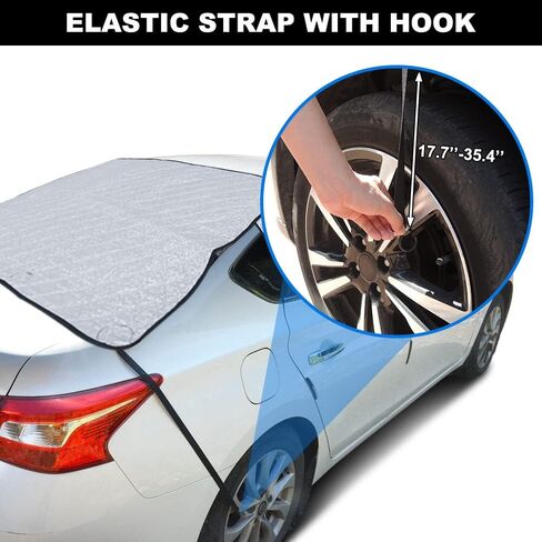 HOMEYA Car Windshield Snow Cover, Magnetic Windshield Cover for Snow Ice Frost Guard with 3 Layers Waterproof Protection & 5 Powerful Magnets & 2 Side Mirror Covers & 2 Hooks for Cars Trucks Vans SUVs in Saudi Arabia