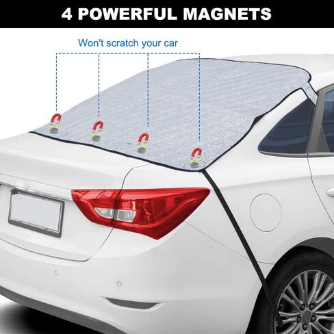 HOMEYA Car Windshield Snow Cover, Magnetic Windshield Cover for Snow Ice Frost Guard with 3 Layers Waterproof Protection & 5 Powerful Magnets & 2 Side Mirror Covers & 2 Hooks for Cars Trucks Vans SUVs in Saudi Arabia