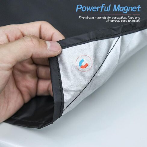 غطاء الزجاج الأمامي للسيارة للثلج والثلج، 81.1 بوصة × 45.6 بوصة، غطاء شتوي مقاوم للماء من البوليستر للزجاج الأمامي للسيارات، سميك مقاوم للرياح، ظل الشمس، حماية من الصقيع، ضوء الشمس، عالمي لسيارات الدفع الرباعي والشاحنات والسيدان والشاحنة in Kuwait