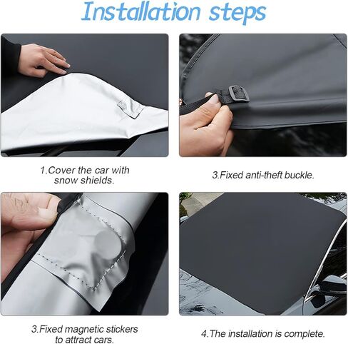 غطاء الزجاج الأمامي للسيارة للثلج والثلج، 81.1 بوصة × 45.6 بوصة، غطاء شتوي مقاوم للماء من البوليستر للزجاج الأمامي للسيارات، سميك مقاوم للرياح، ظل الشمس، حماية من الصقيع، ضوء الشمس، عالمي لسيارات الدفع الرباعي والشاحنات والسيدان والشاحنة in Kuwait