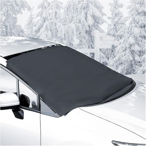 غطاء الزجاج الأمامي للسيارة للثلج والثلج، 81.1 بوصة × 45.6 بوصة، غطاء شتوي مقاوم للماء من البوليستر للزجاج الأمامي للسيارات، سميك مقاوم للرياح، ظل الشمس، حماية من الصقيع، ضوء الشمس، عالمي لسيارات الدفع الرباعي والشاحنات والسيدان والشاحنة in Kuwait