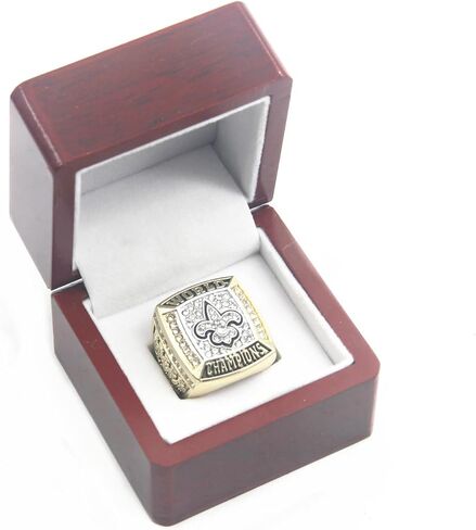 خاتم NO'Saints New Orleans Football DREW BREES 2009 لأبطال العالم الخارقين مع صندوق خشبي مقاس 11 هدايا للرجال والأطفال والأولاد والآباء الشباب in Kuwait