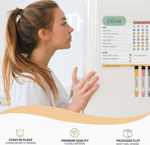 Magnetic Black Chore Chart 3pcs for Multiple Kids & Adults - 4 Fine Tip Markers - Dry Erase Refrigerator Black Boards - Reward Good Behavior & Responsibility - Organize The Family (Black) in Saudi Arabia