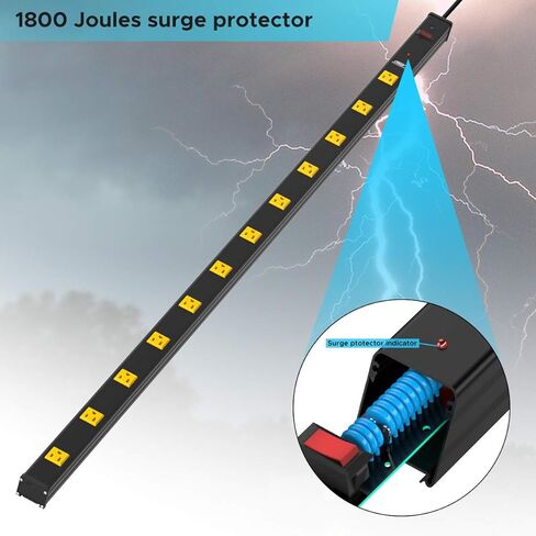 CRST واقي من التيار الكهربائي ذو مسافة واسعة من المعدن الثقيل مع قاطع دائرة 15 أمبير وسلك طويل إضافي 15 قدم 1800 جول (12 منفذ) in Kuwait