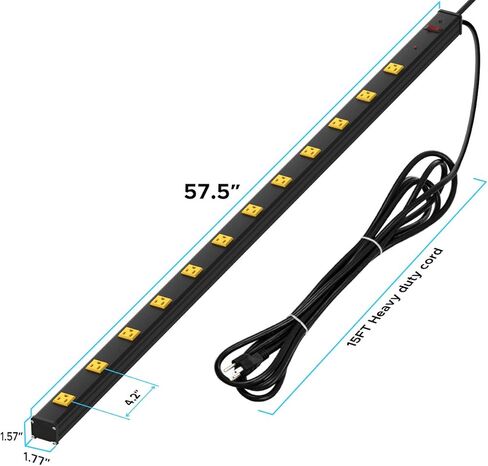 CRST واقي من التيار الكهربائي ذو مسافة واسعة من المعدن الثقيل مع قاطع دائرة 15 أمبير وسلك طويل إضافي 15 قدم 1800 جول (12 منفذ) in Kuwait