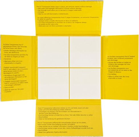 Post-it Transparent Notes, Clear Sticky Notes to Markup Textbooks and Planners Safely, Minimalist Aesthetic School Supplies for College Students, Stationery Artists, and More, 3x3 in, 12 Pads in Saudi Arabia