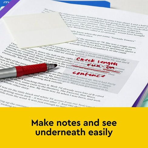 Post-it Transparent Notes, Clear Sticky Notes to Markup Textbooks and Planners Safely, Minimalist Aesthetic School Supplies for College Students, Stationery Artists, and More, 3x3 in, 12 Pads in Saudi Arabia