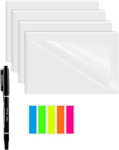 GEAoffice 450 Sheets Transparent Sticky Notes Set - 3x3 inch Clear Sticky Notes Tabs Colorful Self-Adhesive for Book Annotation, See Through Sticky Notes for Tracing, School & Office (9 Pack) in Saudi Arabia