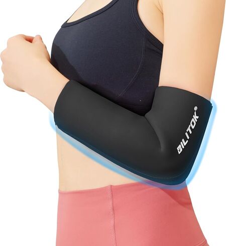 Elbow Ice Pack for Tendonitis and Tennis Elbow, Reusable Cold Compression Ice Pack Wrap Sleeve for Injuries, Calf Compression Sleeve for Pain Relief, Arthritis, Swelling, Golfers Arm (S Black) in Saudi Arabia