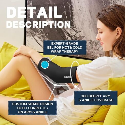 Elbow Ice Pack for Tendonitis and Tennis Elbow, Reusable Cold Compression Ice Pack Wrap Sleeve for Injuries, Calf Compression Sleeve for Pain Relief, Arthritis, Swelling, Golfers Arm (S Black) in Saudi Arabia