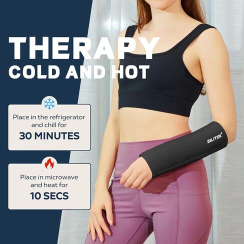 Elbow Ice Pack for Tendonitis and Tennis Elbow, Reusable Cold Compression Ice Pack Wrap Sleeve for Injuries, Calf Compression Sleeve for Pain Relief, Arthritis, Swelling, Golfers Arm (S Black) in Saudi Arabia
